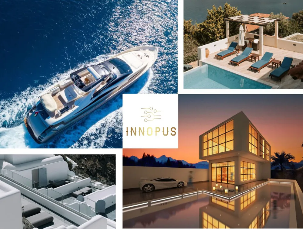 Σύνθεση με yacht, κατοικία, κτίριο και εξοπλισμό
